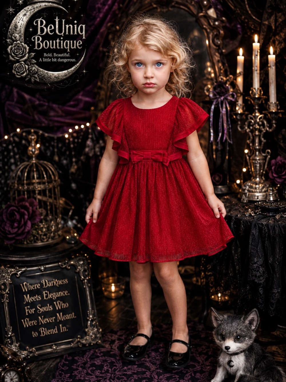 Kensie Girl Toddler 2T Red Flutter Sleeve Fit & Flare Holiday Dress NWT - Picture 1 of 12